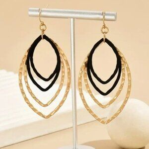 18k Gold Plated Hollow Leaf Shaped Hoop Earrings